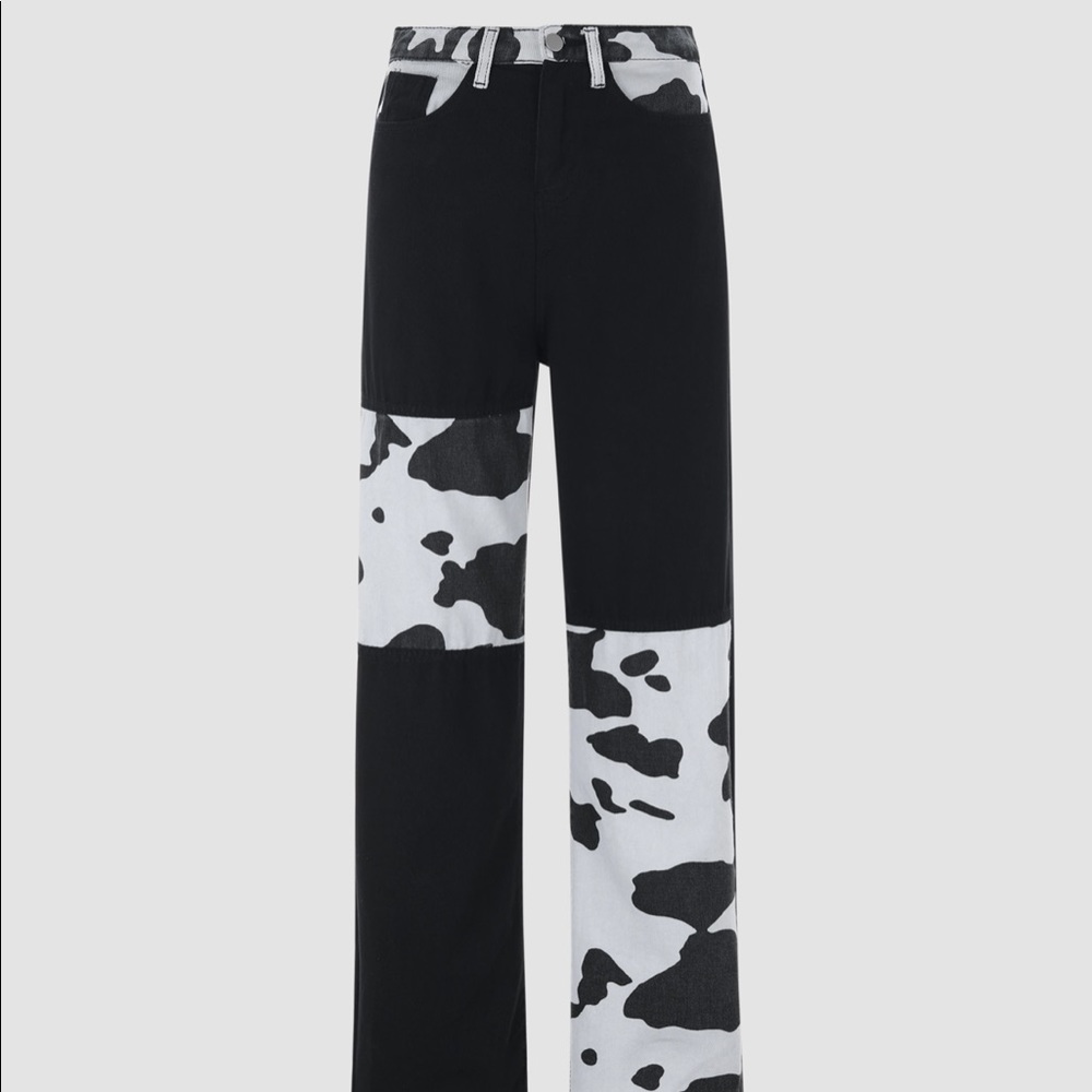 CIDER Patchwork Cowprint Jeans